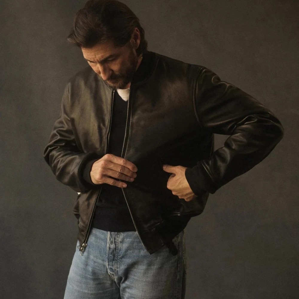Buck Mason Bruiser Leather Jacket Mens Large Dark Brown Sheepskin Bomber Supple